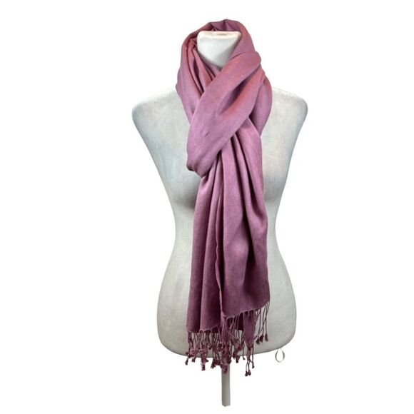 Ladies Mix Nouveau Pink Fringe End Pashmina‎ - Picture 5 of 12